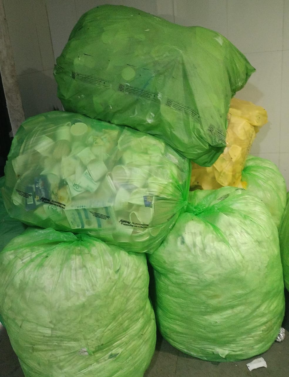 Bagged dry waste ready for pickup
