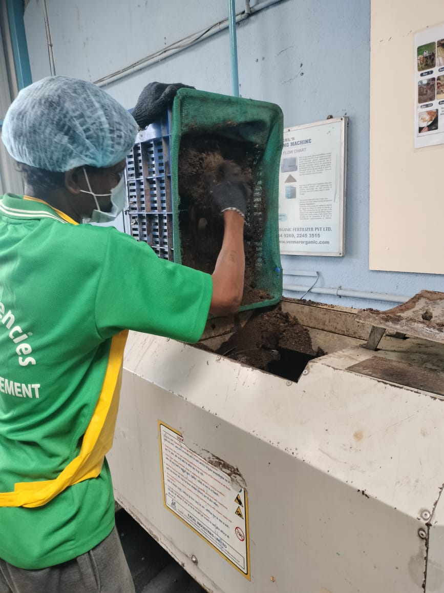 Loading processed organic material into the OWC unit