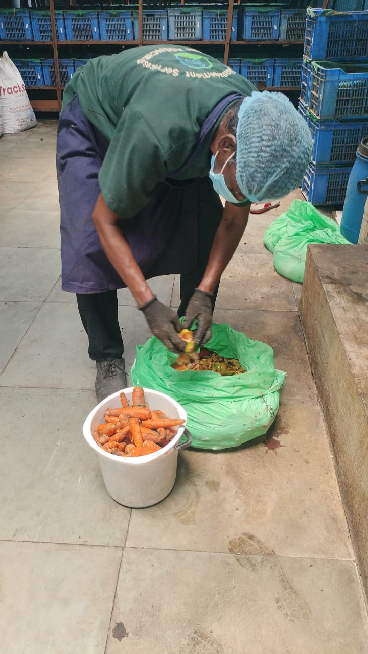Sorting commercial kitchen vegetable waste